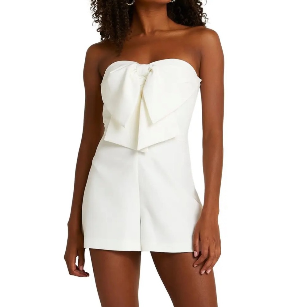 River Island White Bow Strapless Romper
